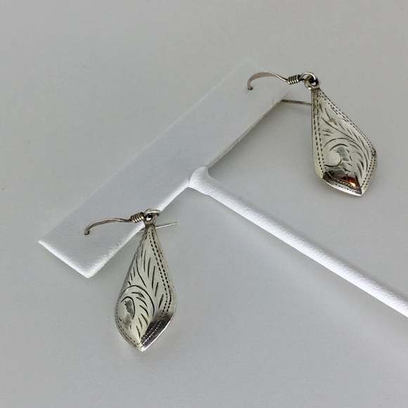 Sterling Silver Etched Earrings - Picture 4 of 5